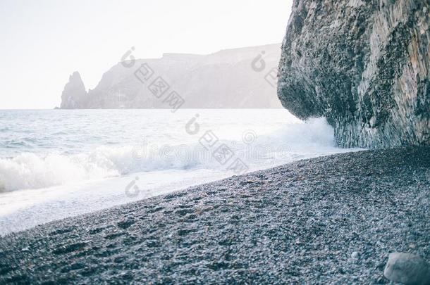 美丽的海岸,波,夏,海滩