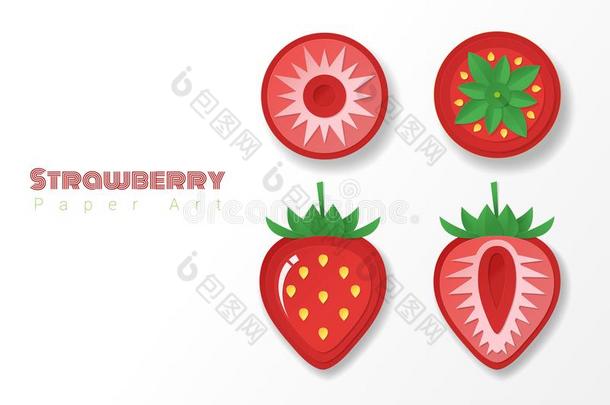 放置关于草莓采用纸艺术方式