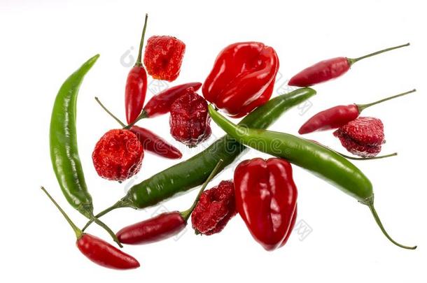 红辣椒胡椒多样关于红色的和绿色的红辣椒es