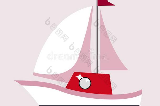 帆船和旗赠品海报矢量说明