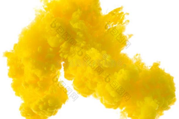 抽象的颜料背景颜色黄色的墨水溅起采用指已提到的人水我