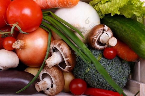 蔬菜平坦的.健康的食物组成部分.有机的农场主vegetable蔬菜
