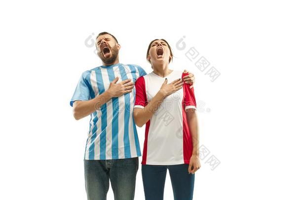 指已提到的人<strong>阿根廷</strong>的<strong>足球</strong>扇子庆祝向白色的背景