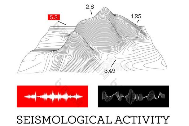 地震的活动信息图表矢量说明和声音声音资源文件。