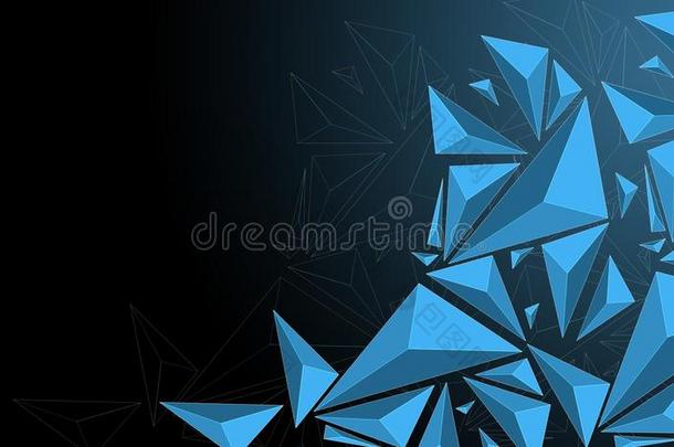 蓝色抽象的多角形的位图说明向黑暗的梯度