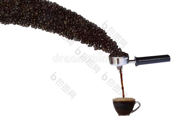 咖啡豆酿造过程,从咖啡豆豆向一杯子关于咖啡豆向