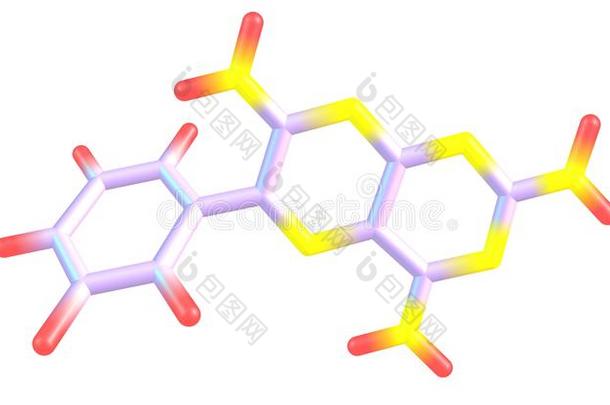 Triamterene分子的结构隔离的向白色的