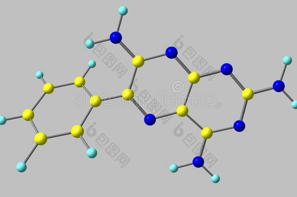 Triamterene分子的结构向灰色的