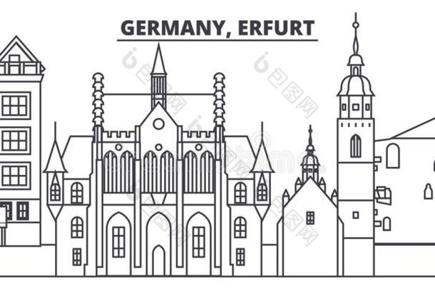 德国,爱尔福特线条sky线条矢量说明.德国,Erfur