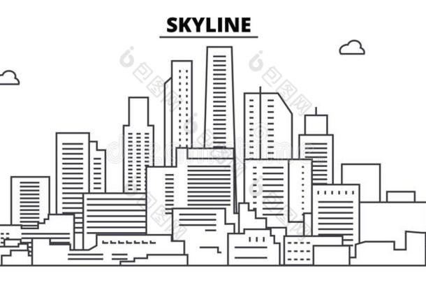 地平线线条sky线条矢量说明.地平线线条ar城市规模
