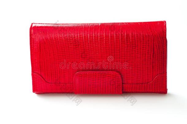 红色的钱包钱包隔离的向白色的背景