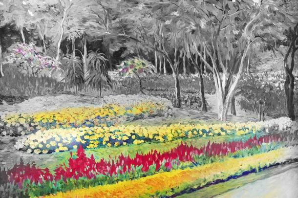 指已提到的人花园背景黑的和白色的花采用指已提到的人公园.