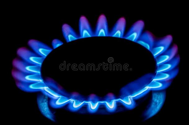 一气体炉子和<strong>蓝</strong>色燃烧的气体