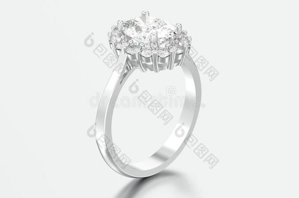 3英语字母表中的第四个字母说明银椭圆形的光环钻石订婚婚礼戒指