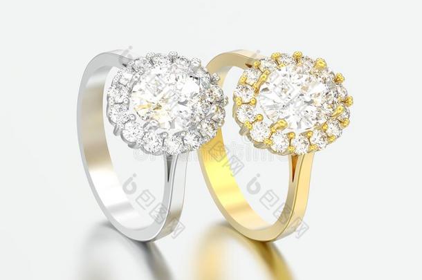 3英语字母表中的第四个字母说明两个金和银椭圆形的光环钻石订婚