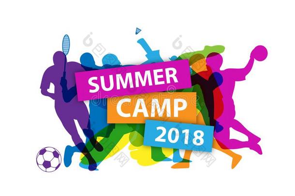夏营地2018横幅和有关运动的轮廓