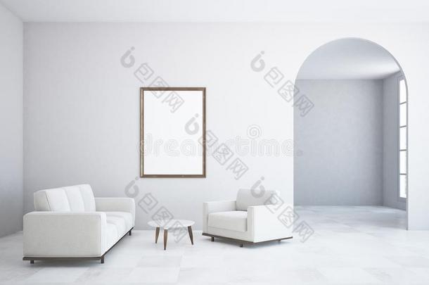 白色的活的房间,海报拱形的门