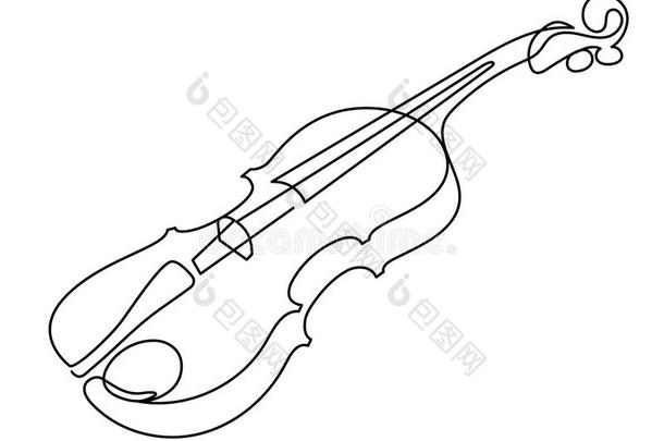连续的线条绘画关于num.三-四分之一<strong>小提琴矢量</strong>.音乐的