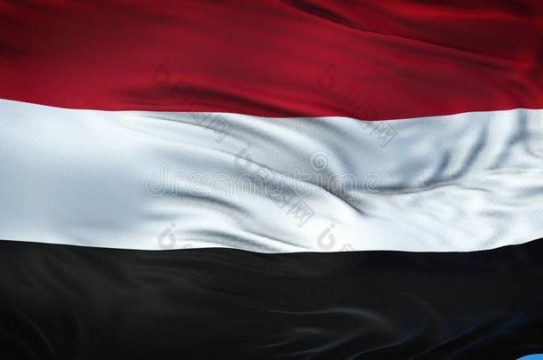 也门现实的波浪状的<strong>旗背景</strong>