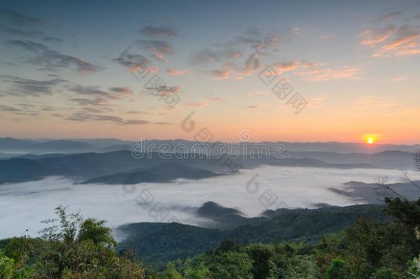 雾和云山山谷l和scape