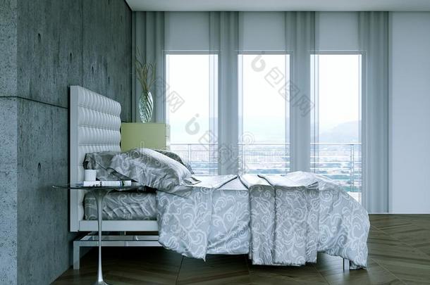 现代的卧室和国王-大小床和现代的布置