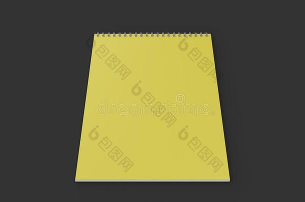 空白的黄色的笔记簿和金属螺旋跳向黑的后座