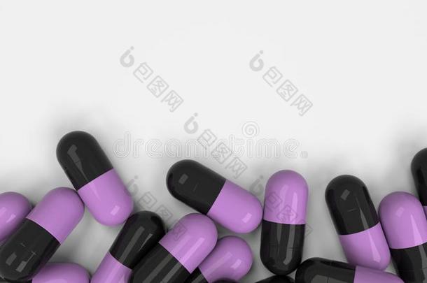 桩关于黑的和紫色的医学胶囊
