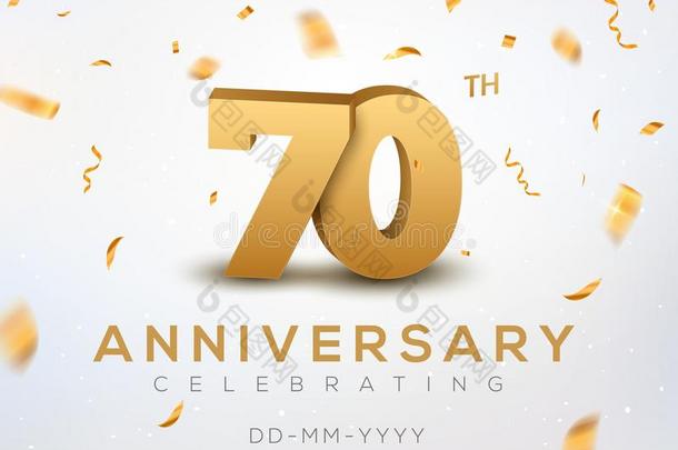 70周年纪念日金算术和金en五彩纸屑.庆祝70