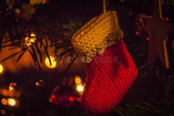 手工做的圣诞节长筒袜装饰