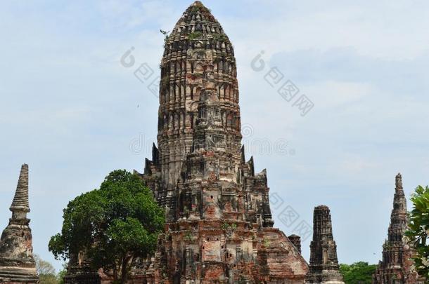 泰国或高棉的佛教寺或僧院茶泰国或高棉的佛教寺或僧院tanaram,古代的庙采用大城府,泰国