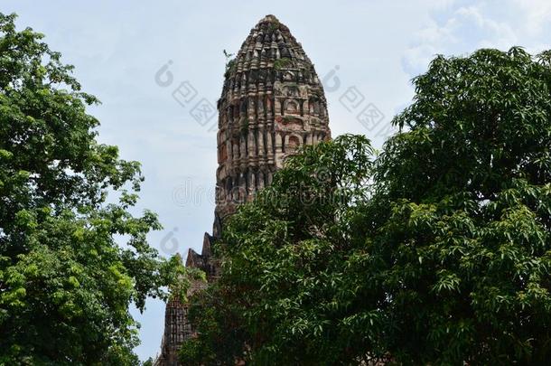 泰国或高棉的佛教寺或僧院茶泰国或高棉的佛教寺或僧院tanaram,古代的庙采用大城府,泰国