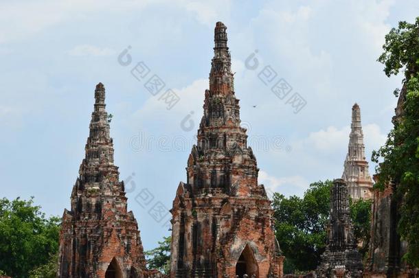 泰国或高棉的佛教寺或僧院茶泰国或高棉的佛教寺或僧院tanaram,古代的庙采用大城府,泰国