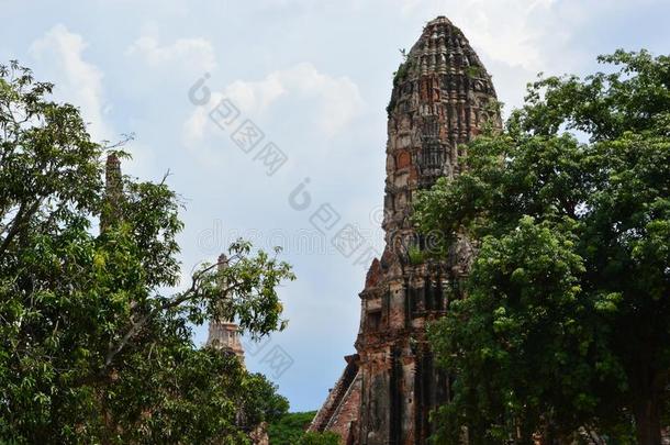 泰国或高棉的佛教寺或僧院茶泰国或高棉的佛教寺或僧院tanaram,古代的庙采用大城府,泰国