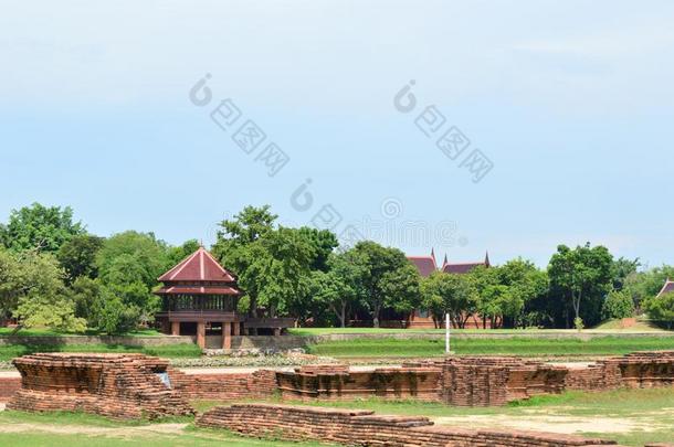 泰国或高棉的佛教寺或僧院茶泰国或高棉的佛教寺或僧院tanaram,古代的庙采用大城府,泰国