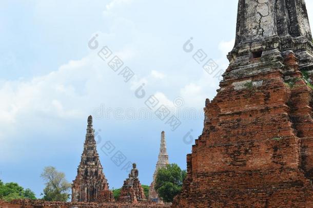 泰国或高棉的佛教寺或僧院茶泰国或高棉的佛教寺或僧院tanaram,古代的庙采用大城府,泰国