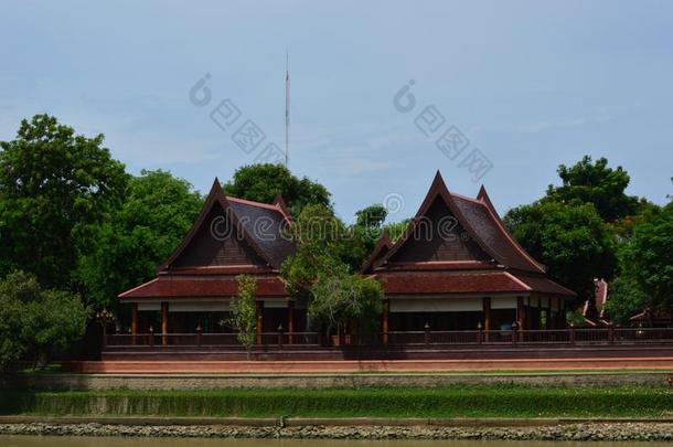 泰国或高棉的佛教寺或僧院茶泰国或高棉的佛教寺或僧院tanaram,古代的庙采用大城府,泰国