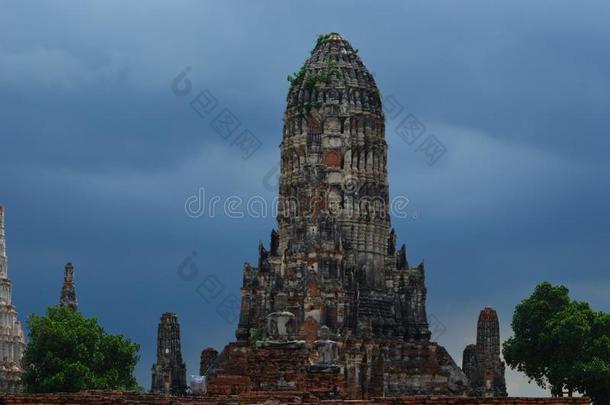 泰国或高棉的佛教寺或僧院茶泰国或高棉的佛教寺或僧院tanaram,古代的庙采用大城府,泰国