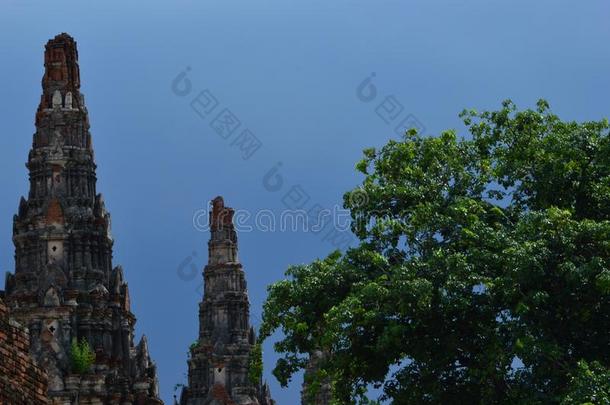 泰国或高棉的佛教寺或僧院茶泰国或高棉的佛教寺或僧院tanaram,古代的庙采用大城府,泰国