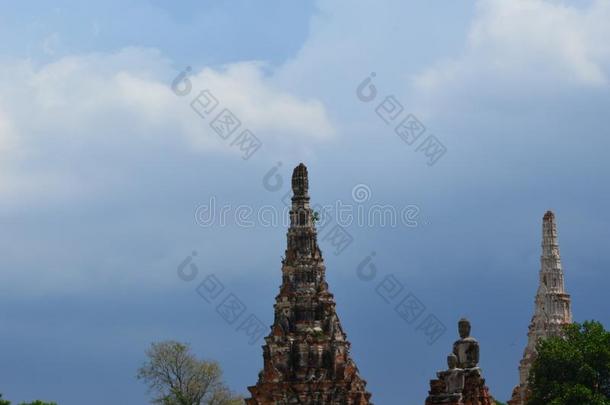 泰国或高棉的佛教寺或僧院茶泰国或高棉的佛教寺或僧院tanaram,古代的庙采用大城府,泰国