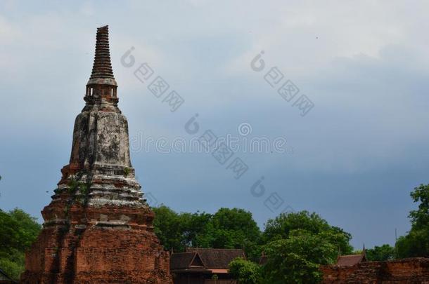 泰国或高棉的佛教寺或僧院茶泰国或高棉的佛教寺或僧院tanaram,古代的庙采用大城府,泰国