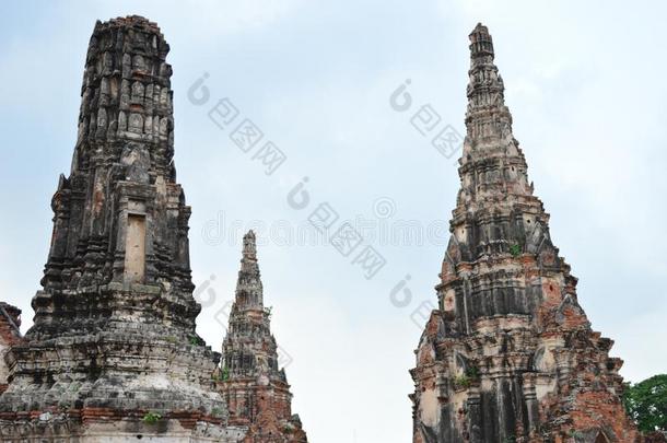 泰国或高棉的佛教寺或僧院茶泰国或高棉的佛教寺或僧院tanaram,古代的庙采用大城府,泰国