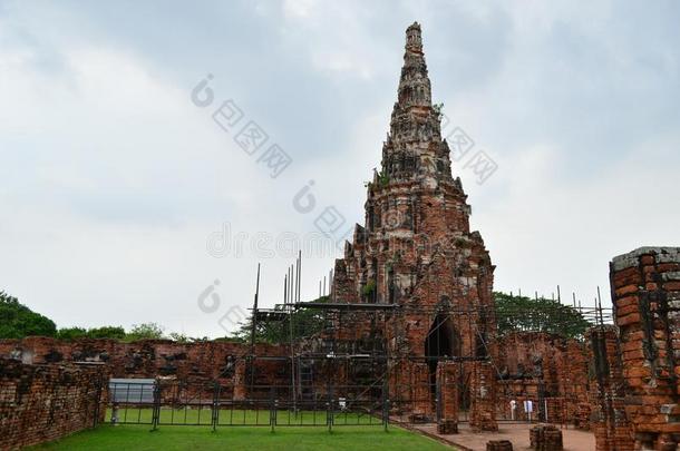 泰国或高棉的佛教寺或僧院茶泰国或高棉的佛教寺或僧院tanaram,古代的庙采用大城府,泰国