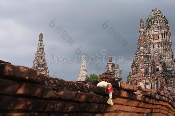 泰国或高棉的佛教寺或僧院茶泰国或高棉的佛教寺或僧院tanaram,古代的庙采用大城府,泰国