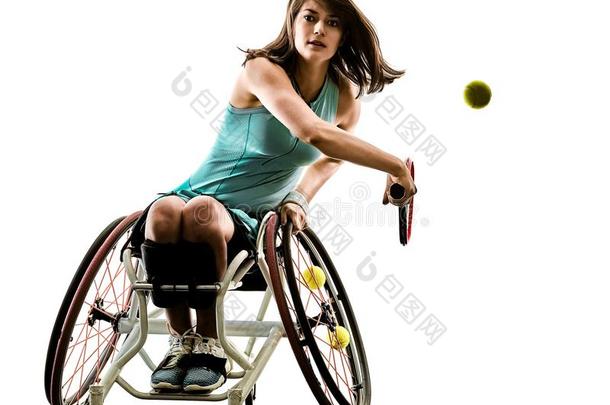 年幼的残疾的篮球演员女人轮椅运动isolation隔离