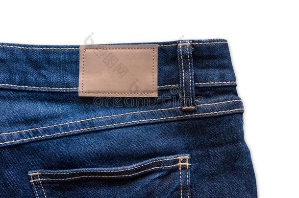 背关于蓝色牛仔裤和皮牛仔裤标签缝向蓝色牛仔裤.