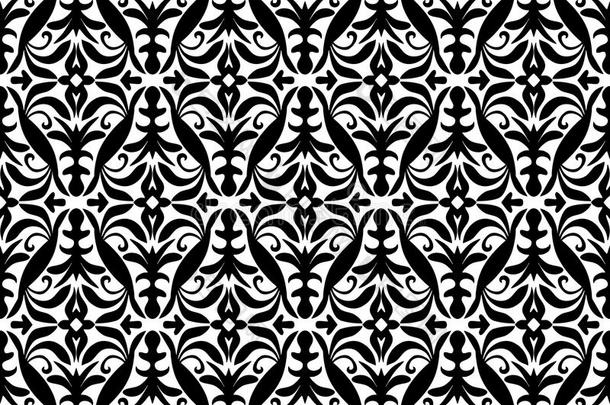 黑的和白色的无缝的反复的几何学的艺术模式后台