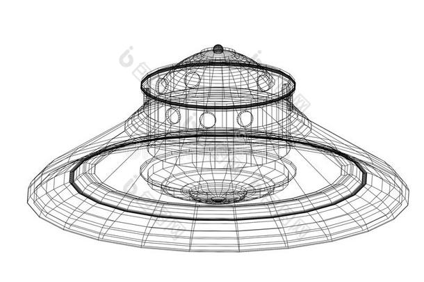 不能辨认的飞行的物体-不明飞行物建筑师蓝图-隔离的