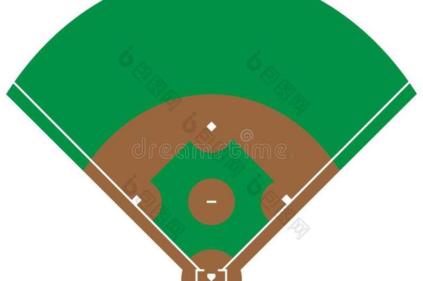 平的绿色的棒球草田.棒球基础和线条模板