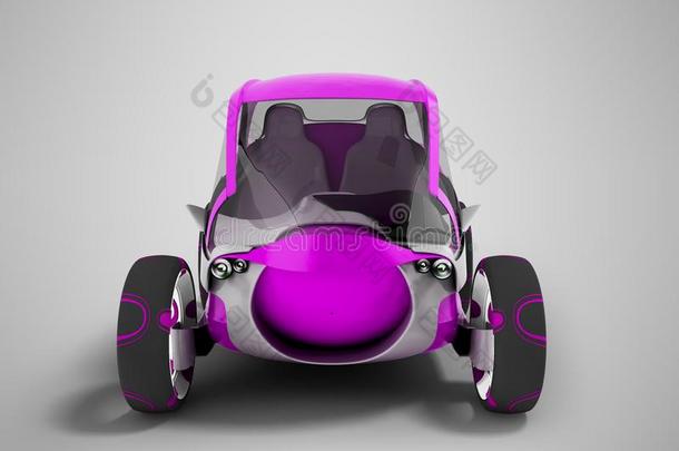 现代的电的汽车为旅行向人行道关于紫色的和白色的