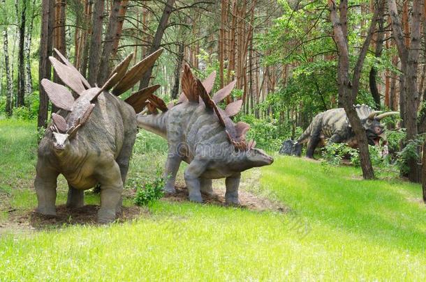 也恐龙模型剑龙采用D采用osaur公园